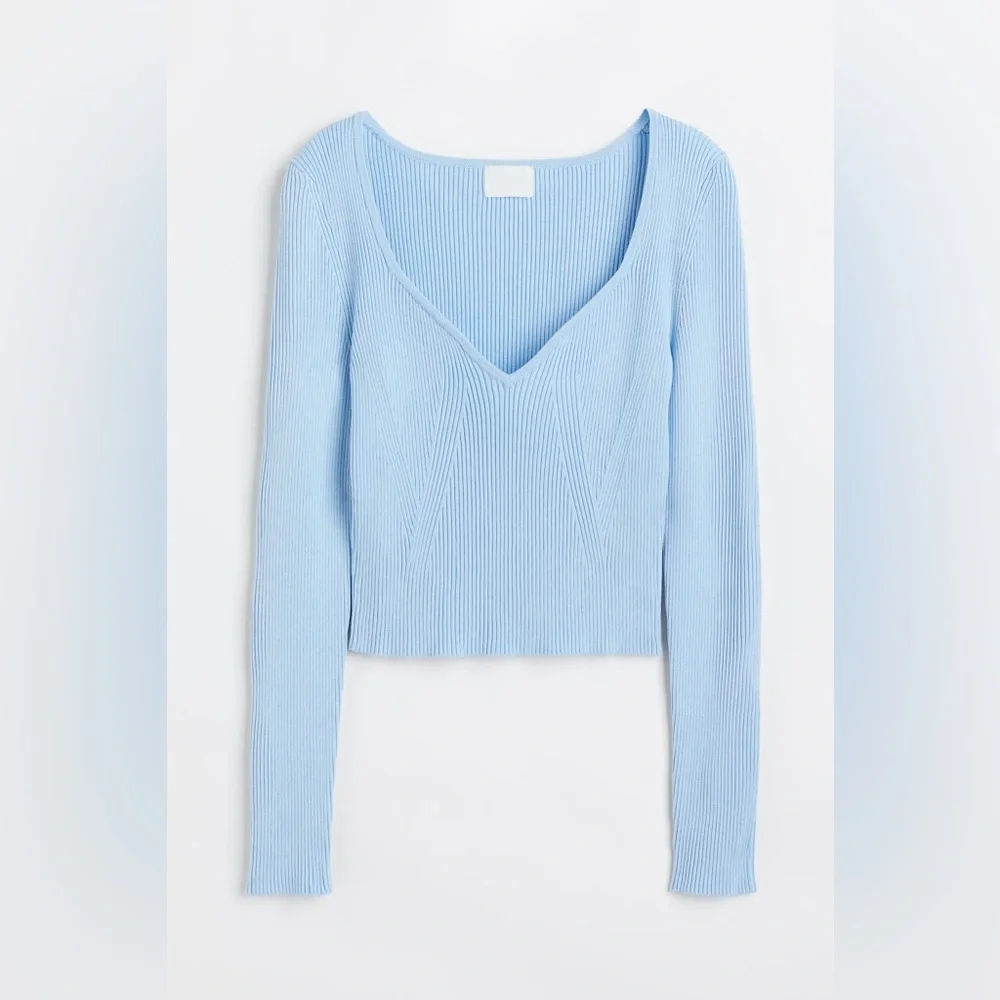 H&M Sky Blue Ribbed Knit Top - Picture 2 of 5
